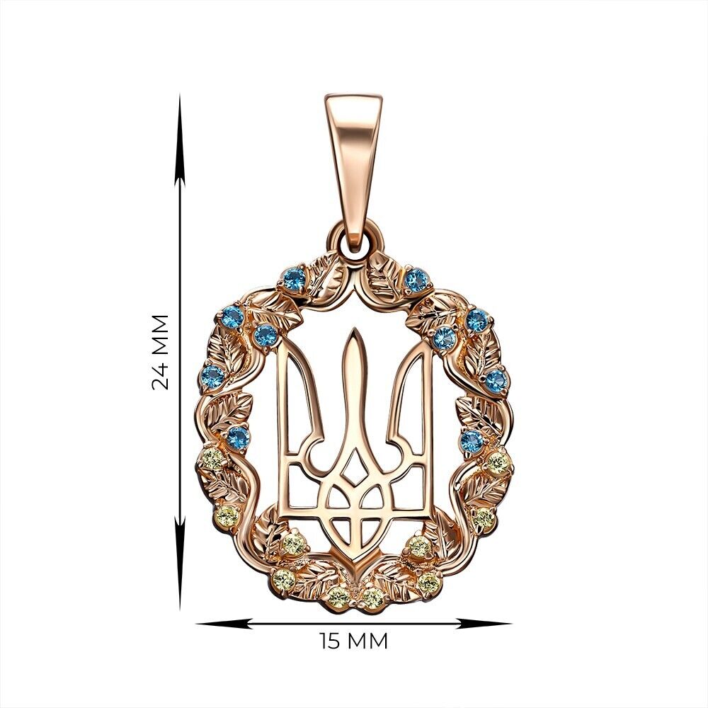 Pendant Ukrainian Trident Tryzub Ukraine Necklace Jewelry Charm 14k gold (585)