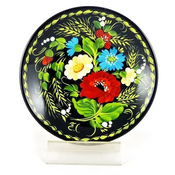 Wood Decorative Plate Petrikovskaya painting Hand-painted Ukraine New Ukrainian