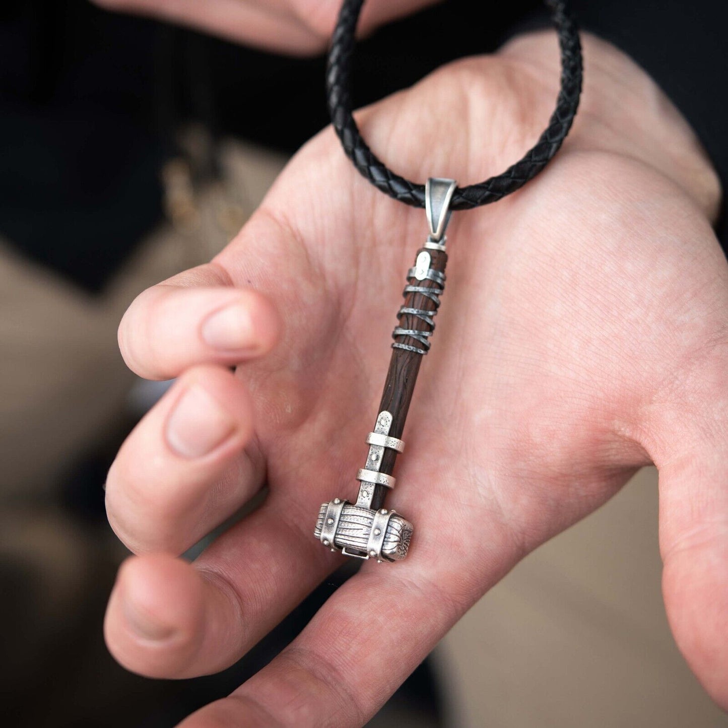 21.7gr Mjolnir Rune Tyr Thor Hammer Viking Norse Necklace Pendant Silver 925