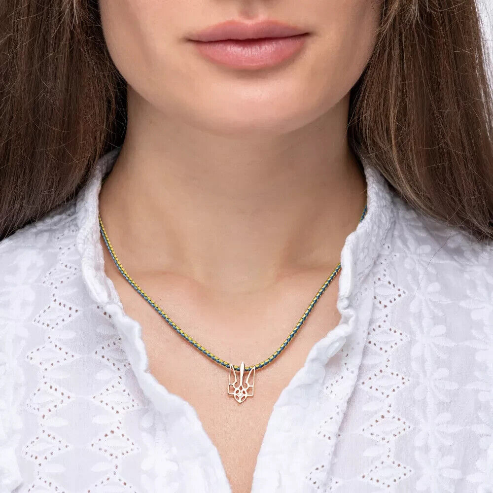 Pendant Ukrainian - Trident Тризуб Ukraine Necklace Jewelry Women 14k gold (585)