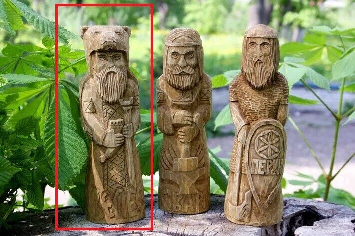 10" Perun Veles Svarog - Statue Slavic God Carved Figure Wood Handmade Exclusive