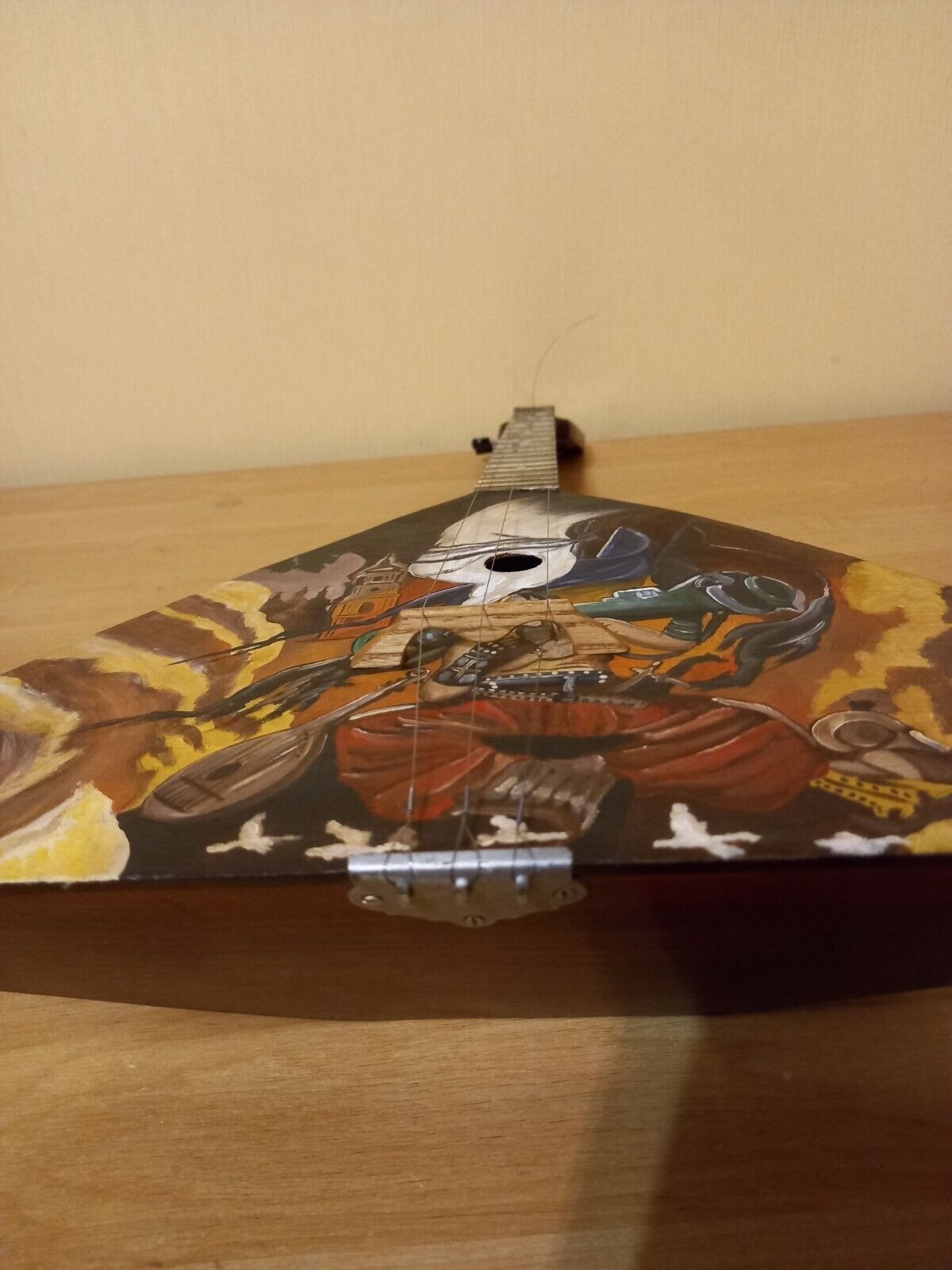 Balalayka Folk USSR Soviet Balalaika Hand Painted Cossack Kozak w/ Javelin Gift
