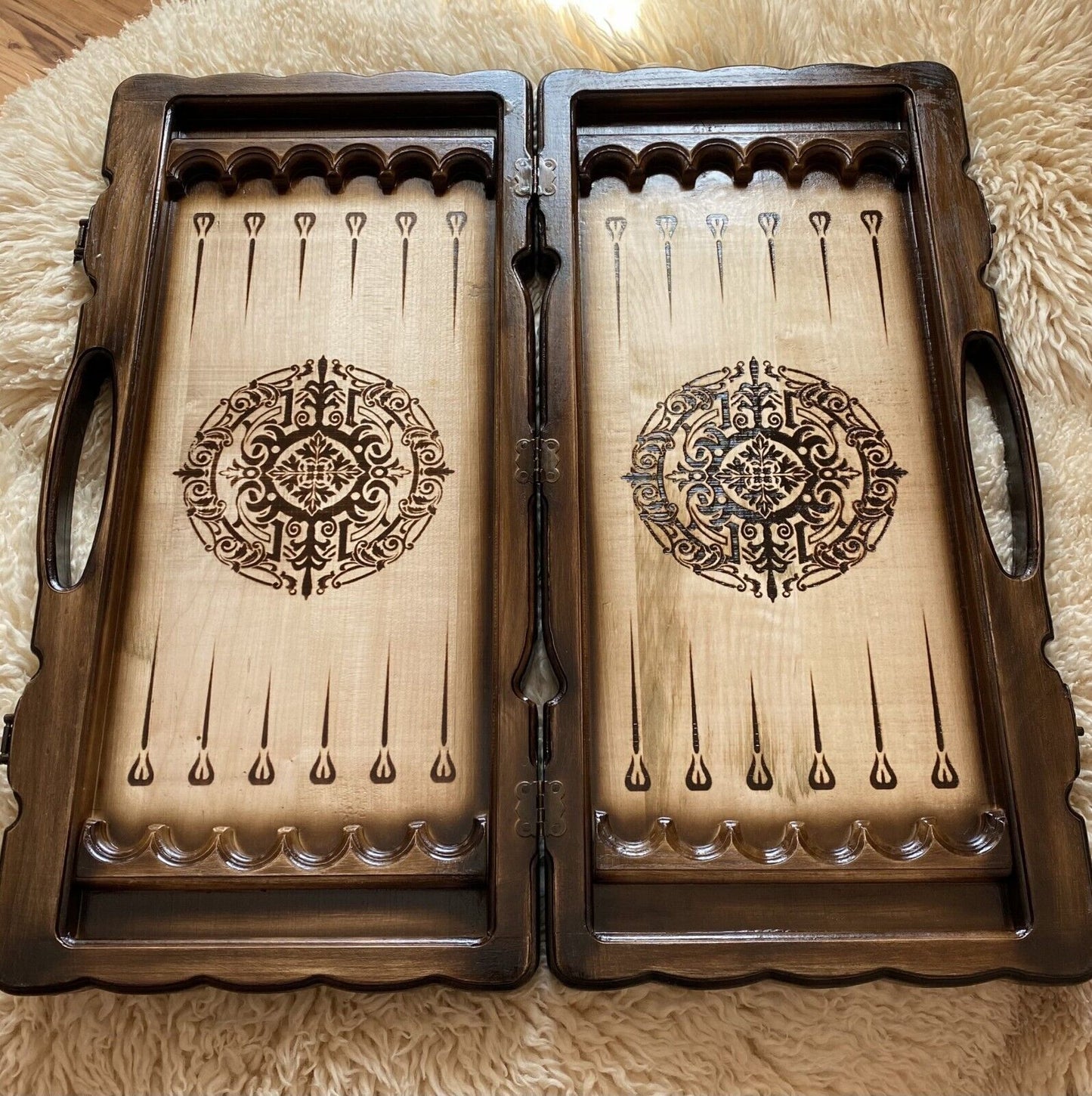Artwork Backgammon "Dragon Handle" – Handcrafted Wooden Backgammon Set (58x28cm / 22.8x11 inches)