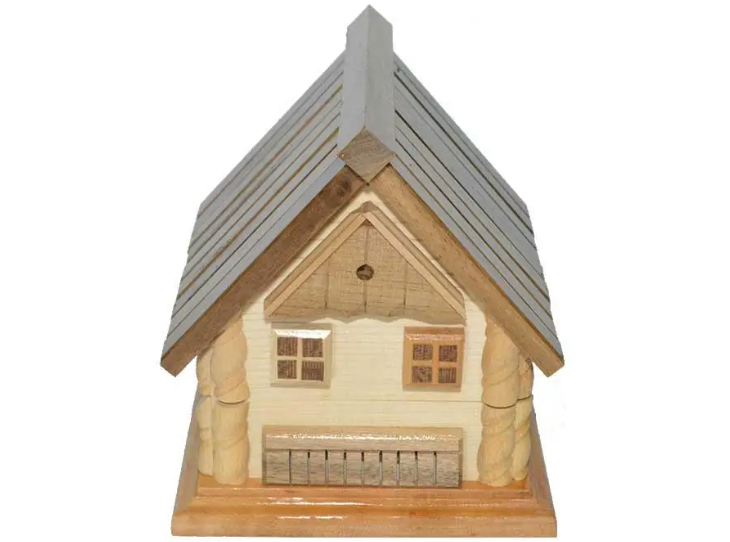 Excellent Chest House Wooden jewelry box/casket 20x16x18 cm (7.8 x 6.3 x 7") NEW