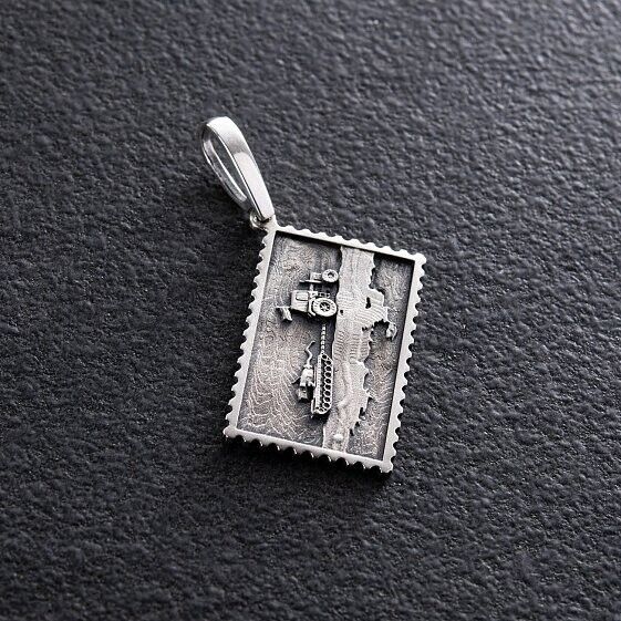 Pendant Ukrainian Trident Warrior Tractor Tank Ukraine Necklace Jewelry Silver