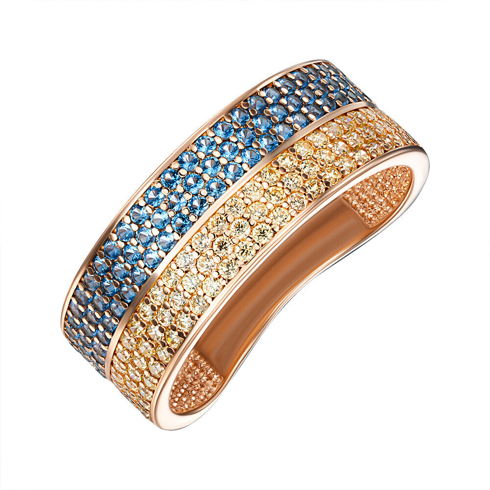 Ring Ukrainian Ukraine Wedding Yellow Blue Jewelry UA Charm 14k gold (585)