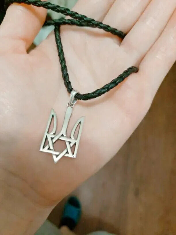 Pendant Trident & Star of David Shiled Ukraine Israel Jewish Necklace Silver 925