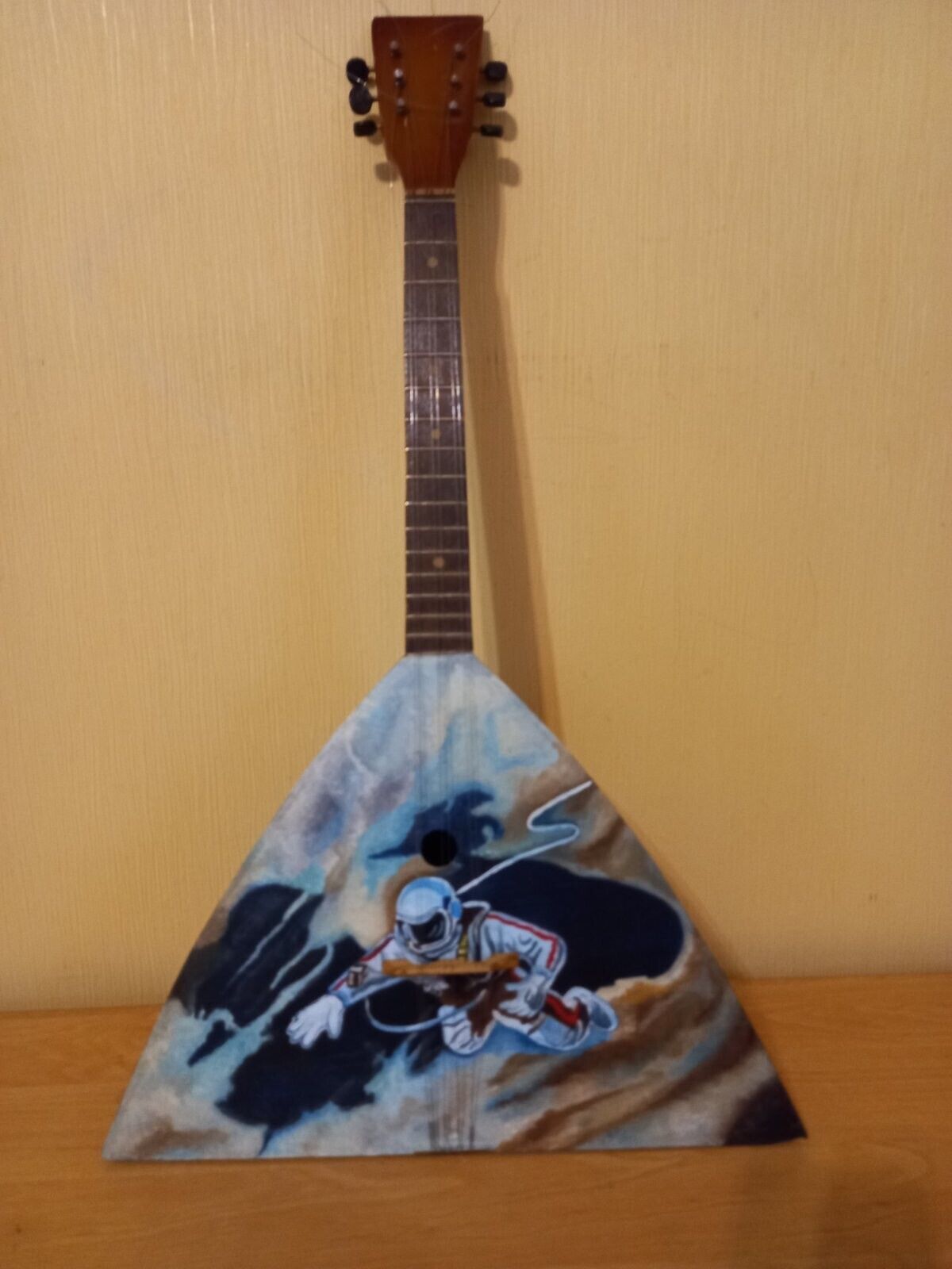 Space Astronaut Earth Galaxy Balalayka Folk USSR Soviet Balalaika Hand Painted