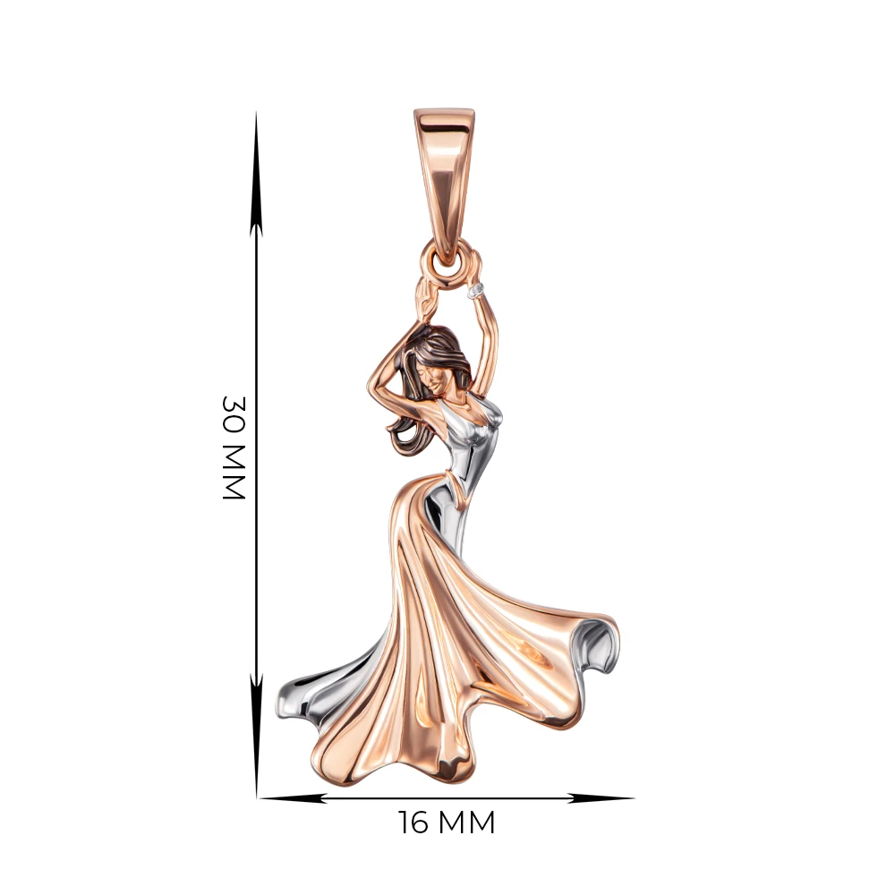 Pendant Dance Dress Model Women Girl Gift Necklace Jewelry Charm 14k gold (585)