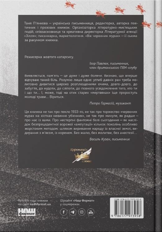 Book in Ukrainian - Книга Вік червоних мурах - Тетяна П'янкова