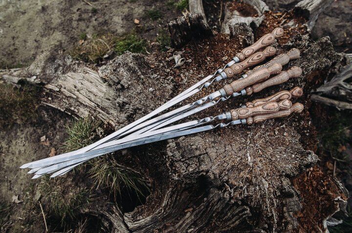 29" Exclusive Handmade Camping Set of Skewers BBQ 10pcs with soft case 75cm
