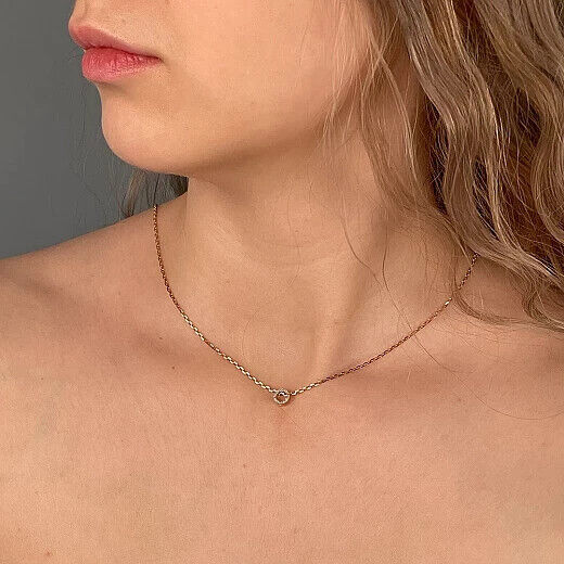 Pendant Necklace w/ Brilliant Diamond Jewelry Charm 14k red gold (585)