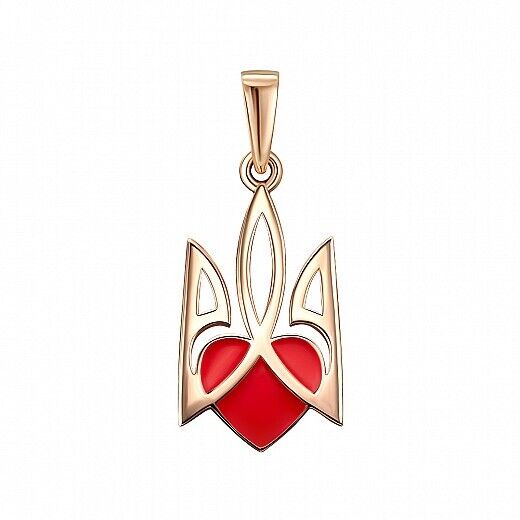 Pendant Ukrainian Heart Trident Ukraine UA Necklace Jewelry Charm 14k gold (585)