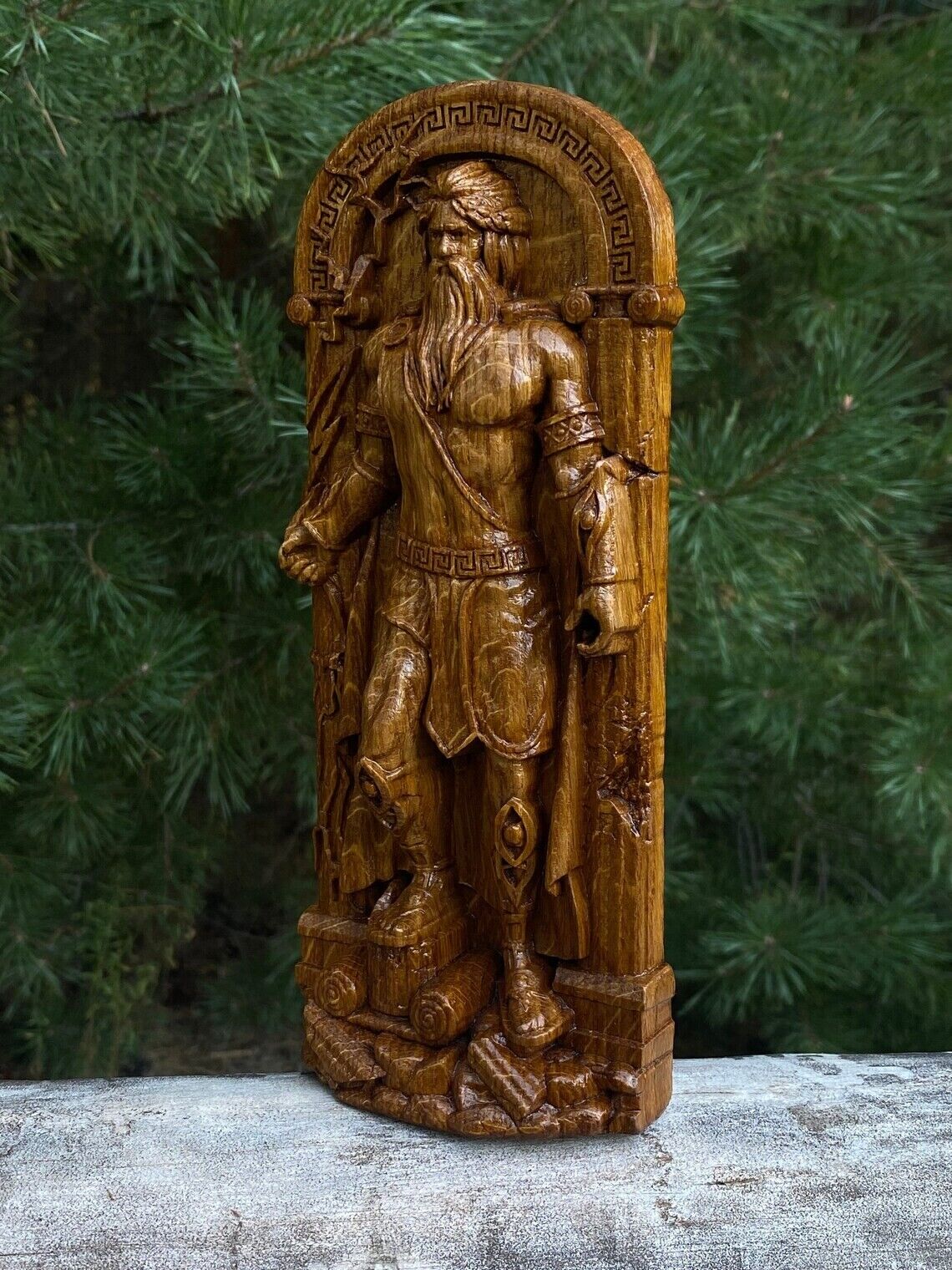 Zeus statue Greek statue ancient paganism Greek god wooden figure Norse pagan