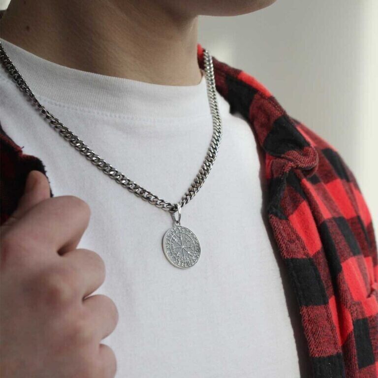 Rune Runic Compass Silver 925 Pendant Viking Rune Futark Necklace