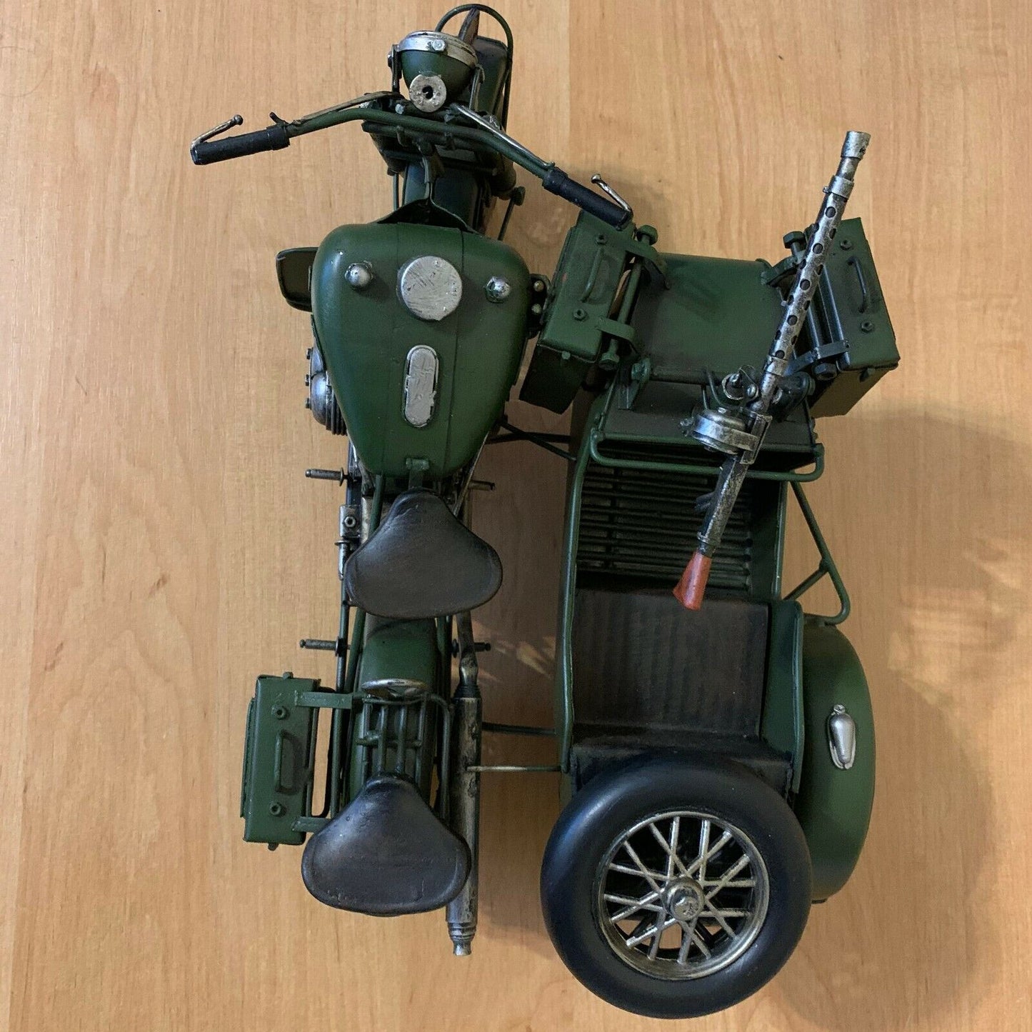 13.5" Amazing Motorcycle Scale Model German Deutsch Vintage WWll Handmade Vintag