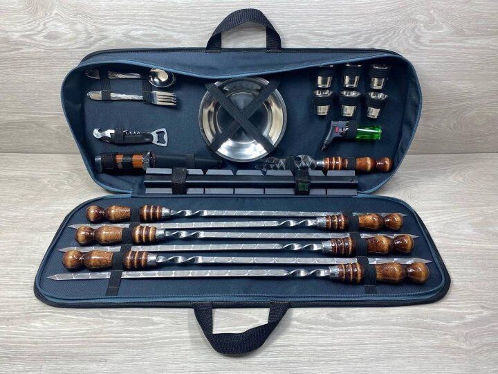 Exclusive Handmade Camping set skewers BBQ Barbecue Grill soft case NEW GIFT