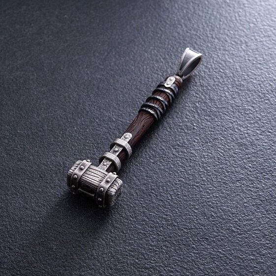 21.7gr Mjolnir Rune Tyr Thor Hammer Viking Norse Necklace Pendant Silver 925