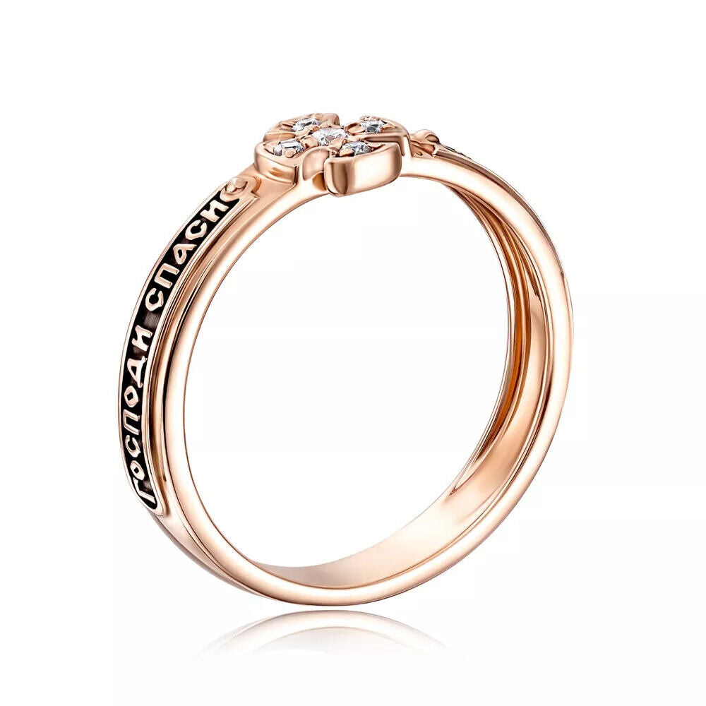 Ring Protective Спаси и сохрани Women Gift Russian Jewelry 14k gold (585)