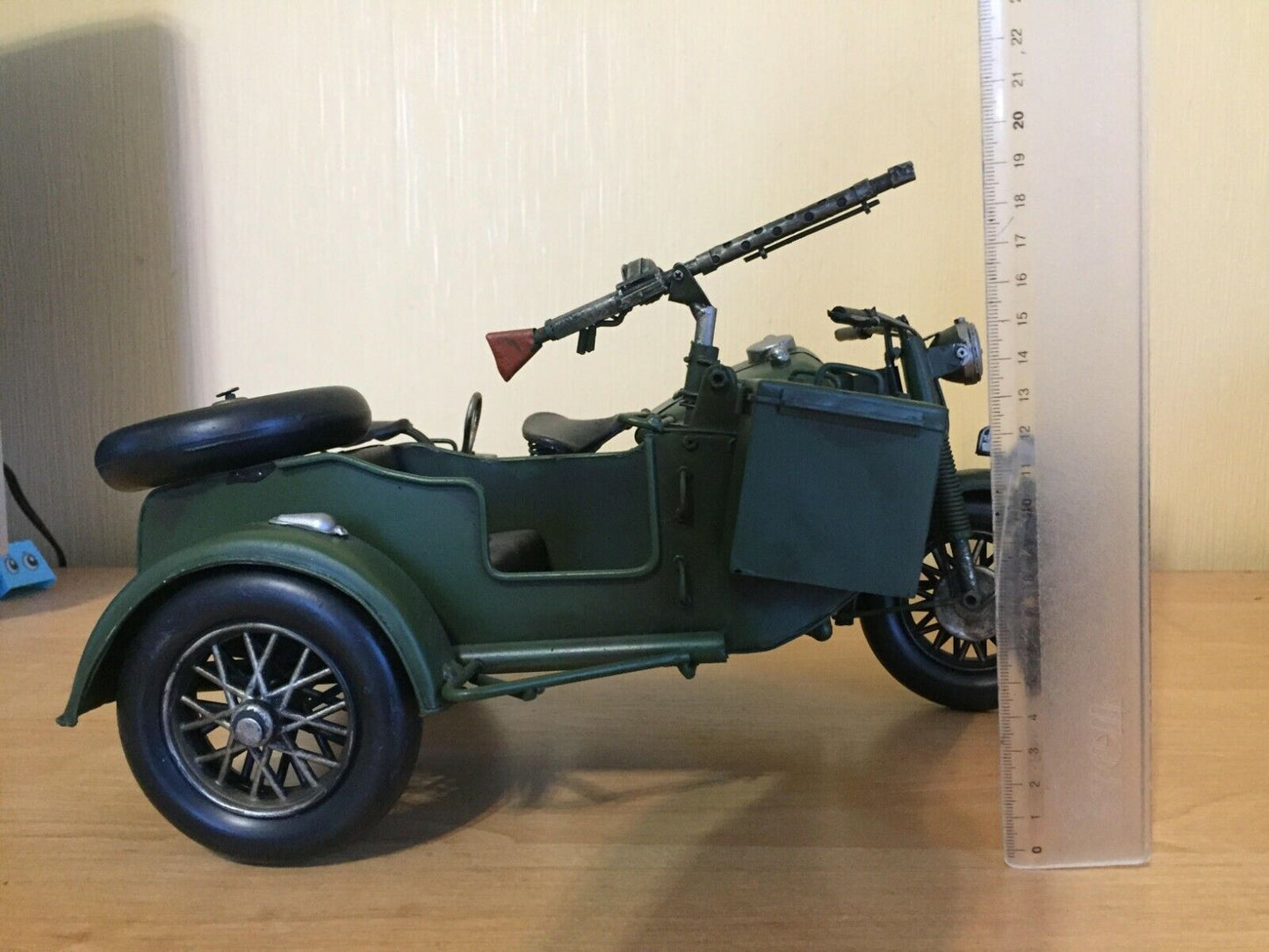13.5" Amazing Motorcycle Scale Model German Deutsch Vintage WWll Handmade Vintag
