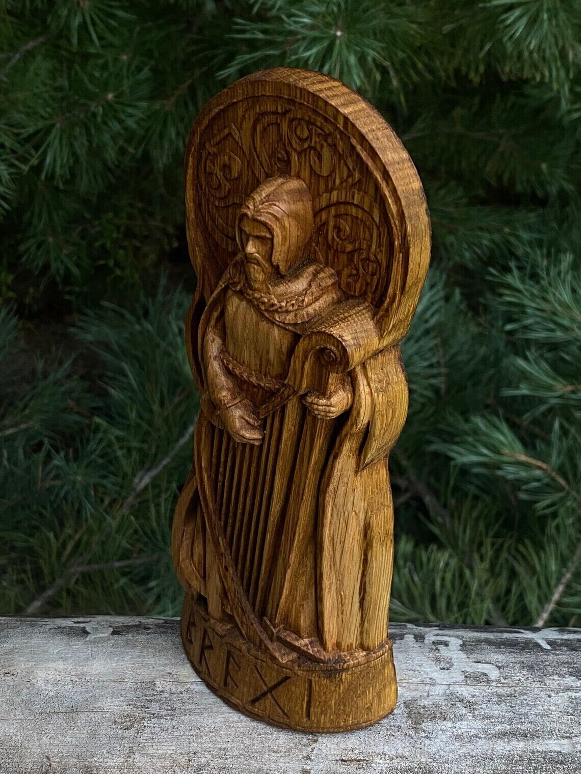 Bragi God Viking Wooden Carved Statue Pagan Pagan God Altar Sculpture Pantheon