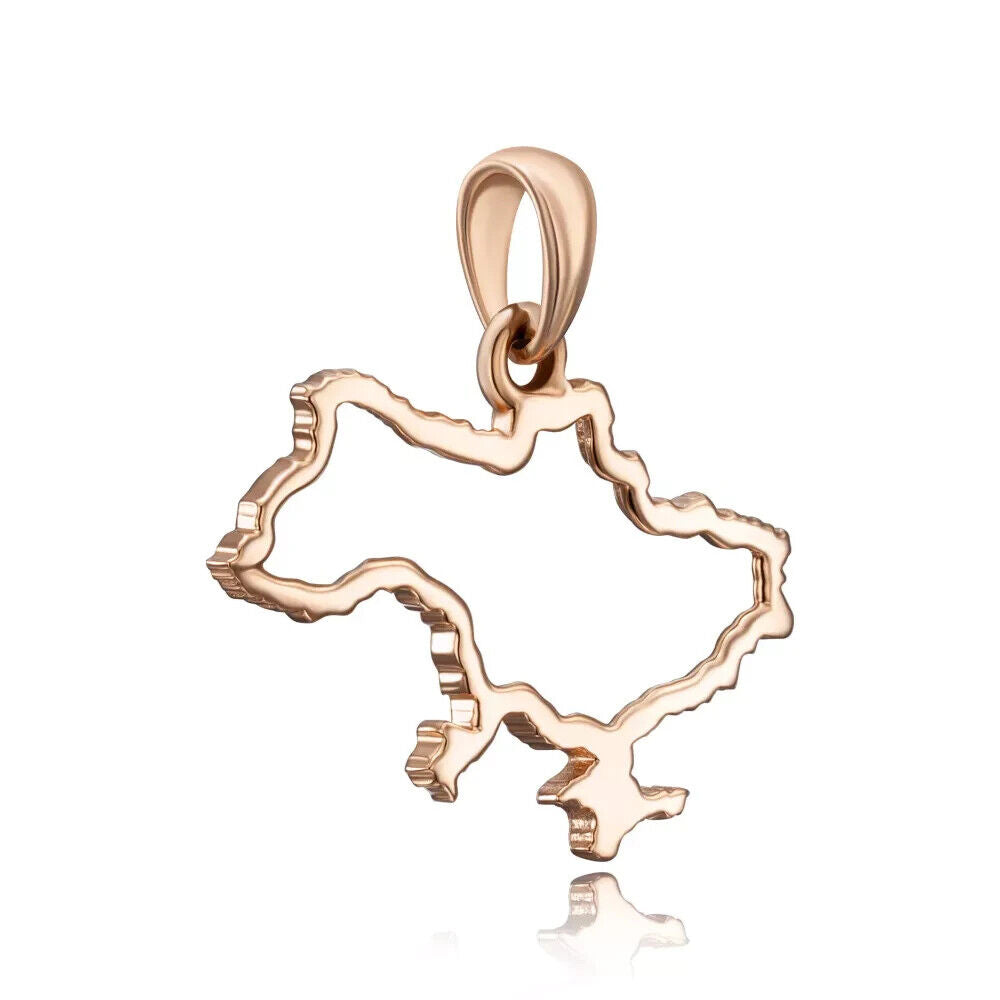 New Pendant Ukraine Map Necklace Gift Idea Jewelry Charm 14k solid gold (585)