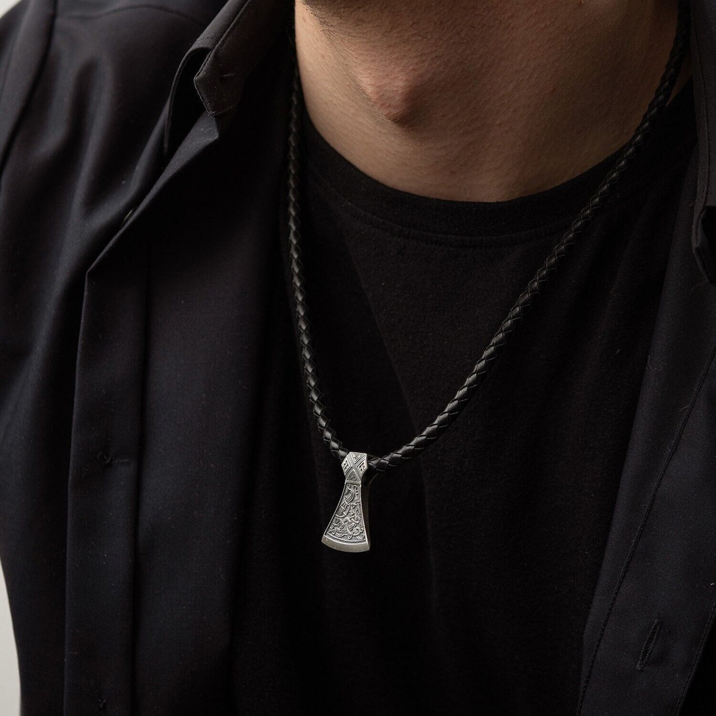 9 gr Men's Double Ax Axe Viking Norse Art Necklace Pendant Silver 925