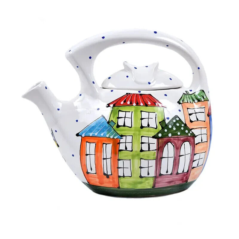 Ceramic Brewing Kettle Pot for Tea Ukrainian Ornament Vintage Style 3.0L