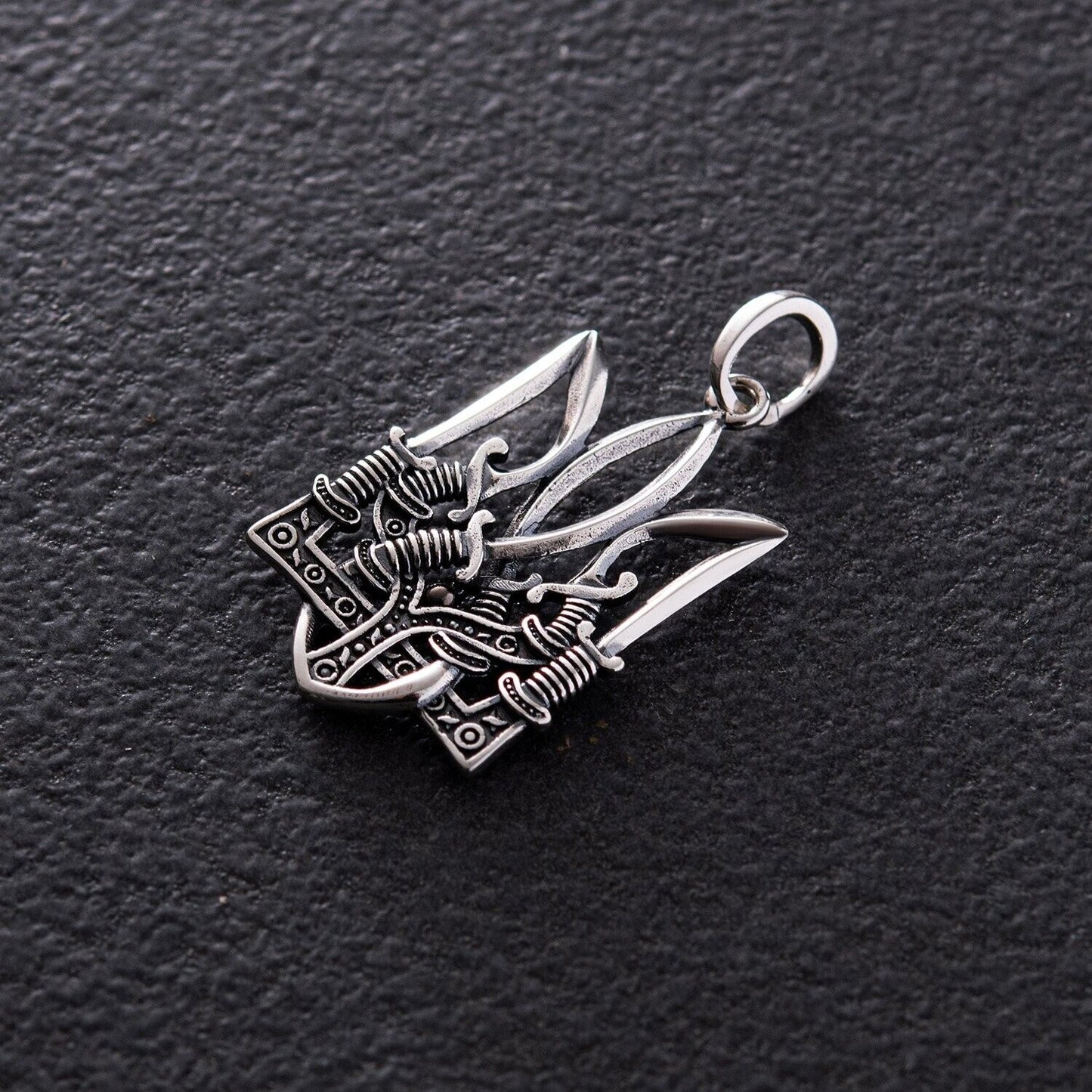 Silver pendant "Trident with swords" 925 ° with blackening | Silver Emblem of UA