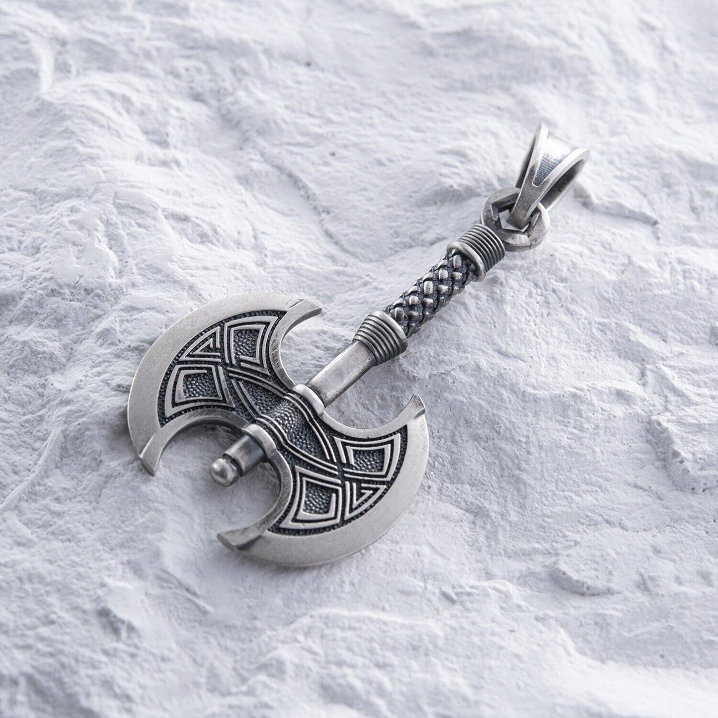 13.1 gr Men's Double Ax Axe Viking Norse Art Necklace Pendant Silver 925