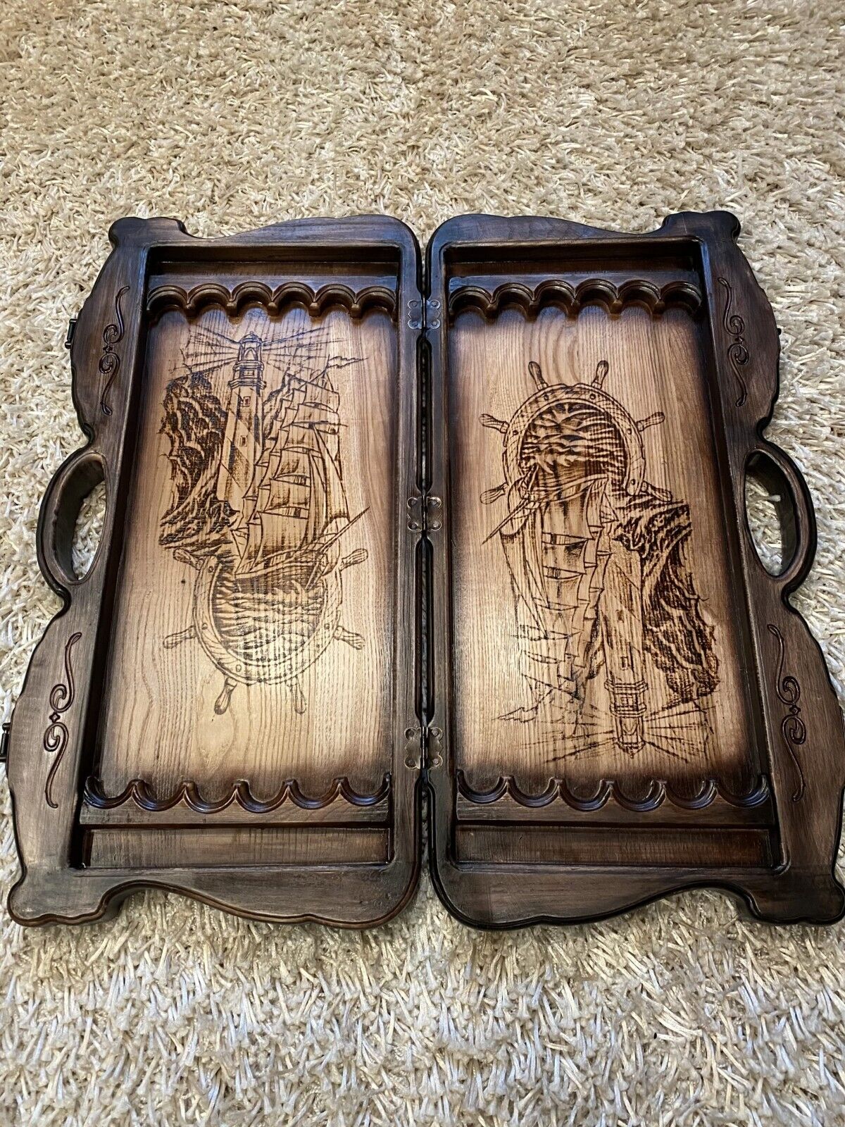 Exclusive Backgammon "Ship" – A Handcrafted Tribute to Maritime Adventure and Strategic Excellence (58x28cm / 22.8x11 inches)