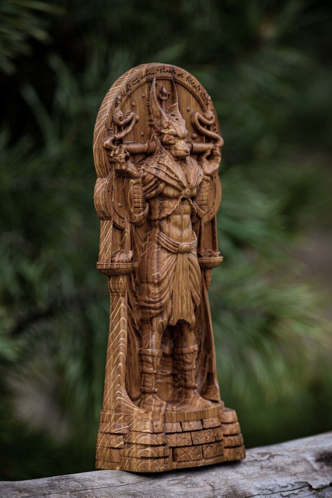 Anubis statue Wiccan decor wood carved Egyptian statue altar pagan god figurines