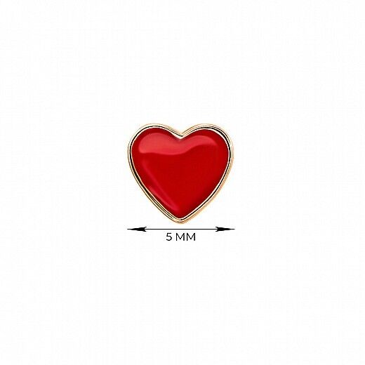 Earrings Girl Children Women Symbol Red Heart Jewelry  Nice Charm 14k gold (585)