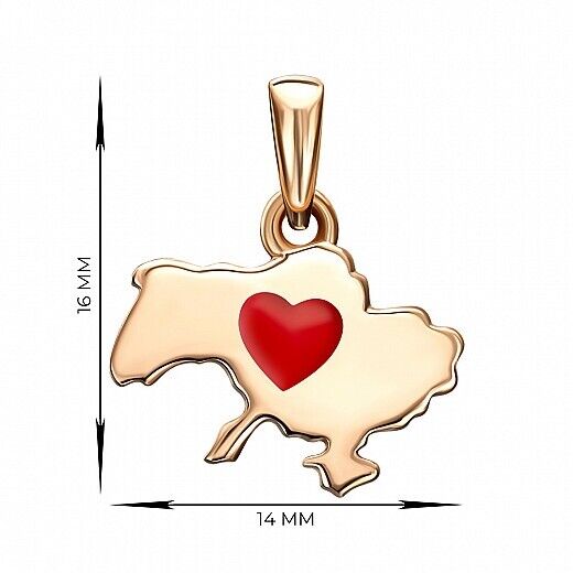 Pendant Ukrainian Red Heart Map Ukraine UA Necklace Jewelry Charm 14k gold (585)