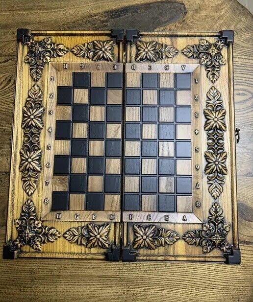 Exclusive CHESS & BACKGAMMON - Carved Handmade Wooden - BOARD GAME - Nardy