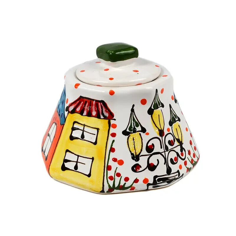 New Sugar Bowl Ceramic Ukraine House Gift Hand Painted Vintage Style Honey Pot