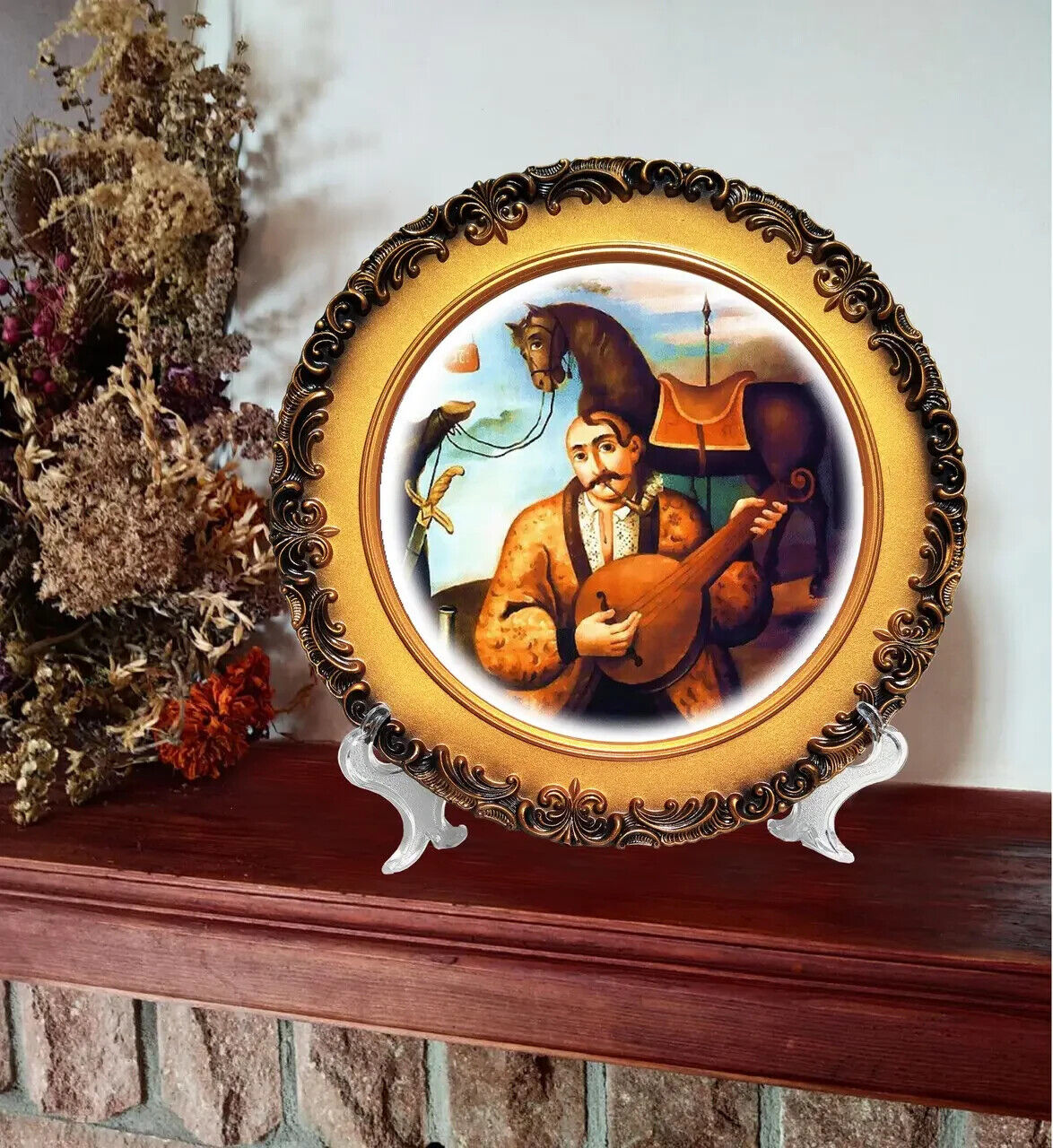 Decorative Plate Kozak Mamai Hand-painted Symbol Kazak Ukraine