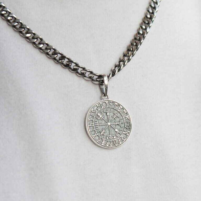 Rune Runic Compass Silver 925 Pendant Viking Rune Futark Necklace