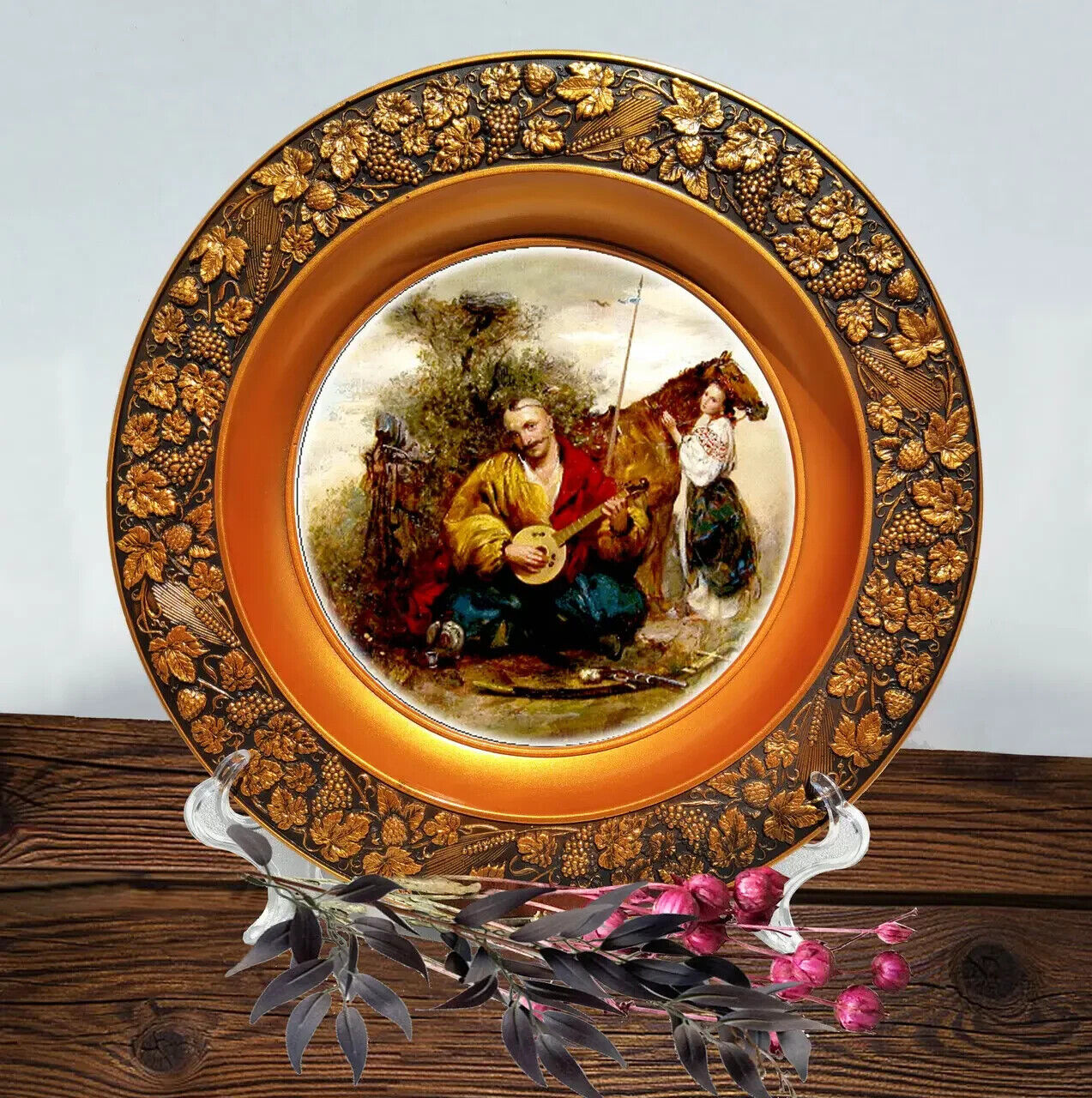 Decorative Plate Kozak Mamai Hand-painted Symbol Kazak Ukraine