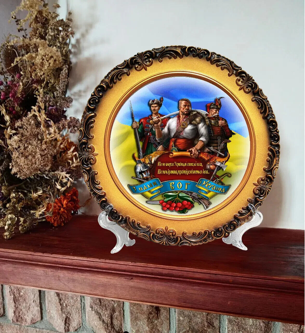 Decorative Plate Kozak Hand-painted Ukrainian Symbol Kazak Ukraine UA
