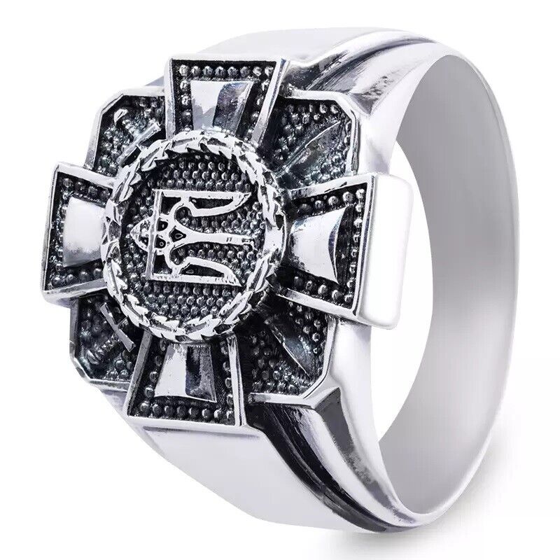 Silver 925 Ring - Trident - Ukraine Tryzub Jewelry Charm Кольцо Трезубец Sizes