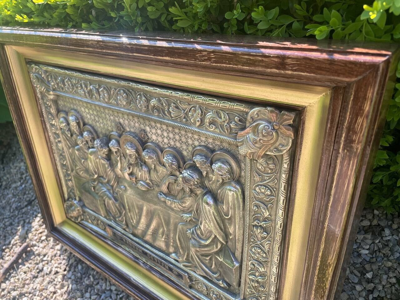 24" Last Supper Wall Icon Author's Work Religious Silver Jesus & Apostles