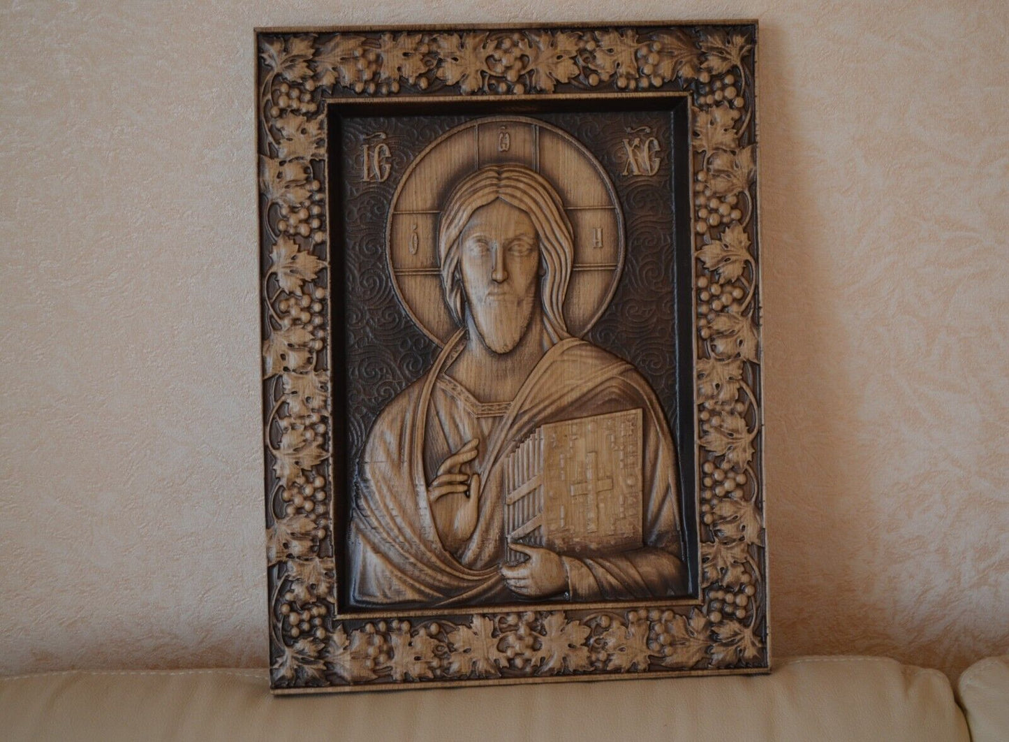 15" Jesus - Orthodox Wooden Carved Icon Large god. Christian Gift Икона Иисус