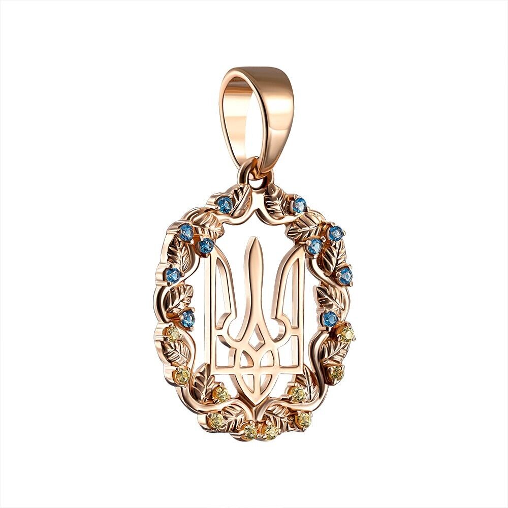 Pendant Ukrainian Trident Tryzub Ukraine Necklace Jewelry Charm 14k gold (585)