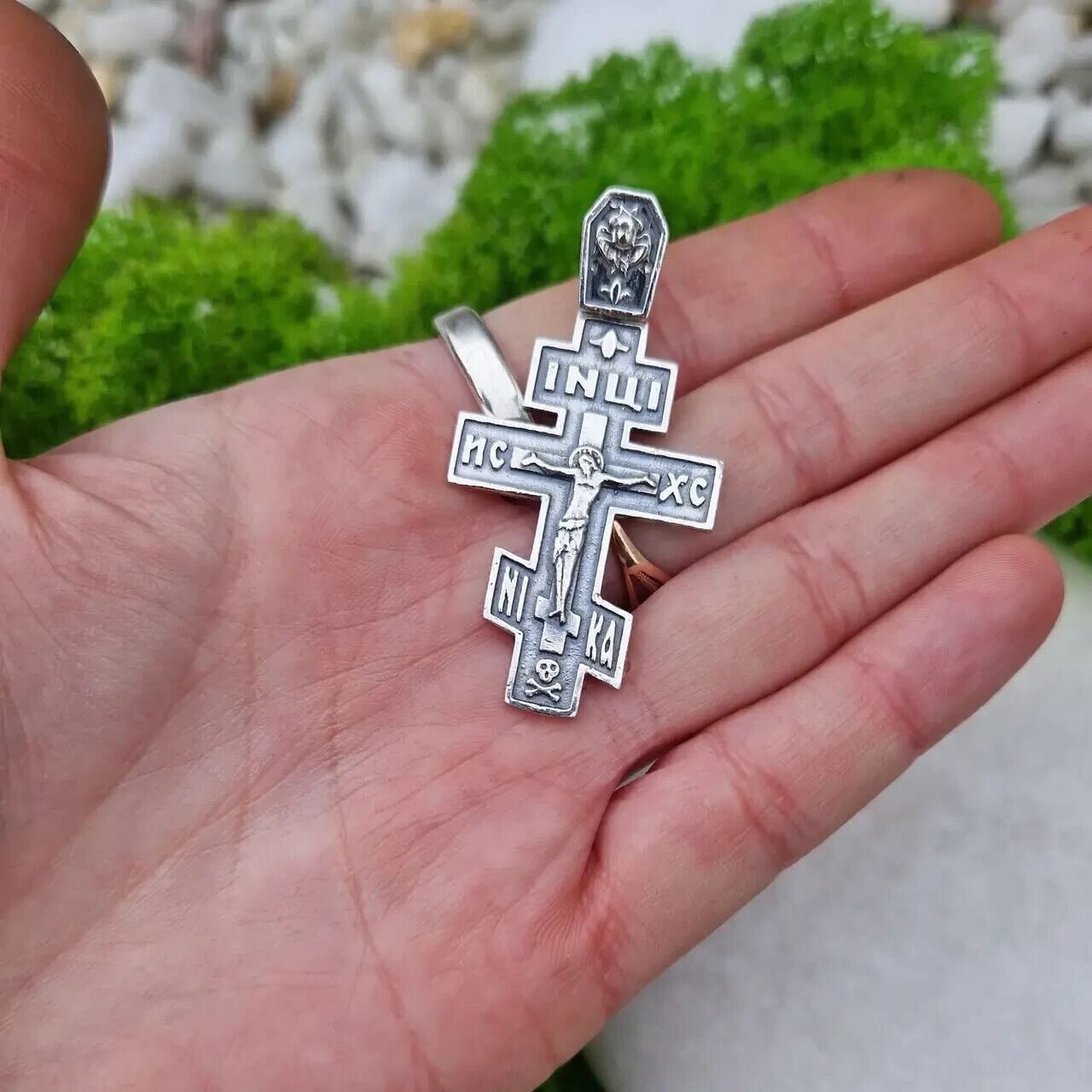 New Pendant Cross Jesus Christ Crucifix Orthodox Necklac Sterling 925 Silver Men