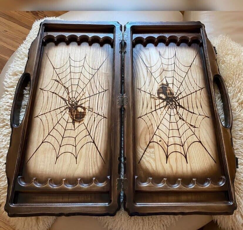Artwork Backgammon "Lock, Stock, and Two Smoking Barrels" – Handcrafted Wooden Backgammon Set (58x28cm / 22.8x11 inches)