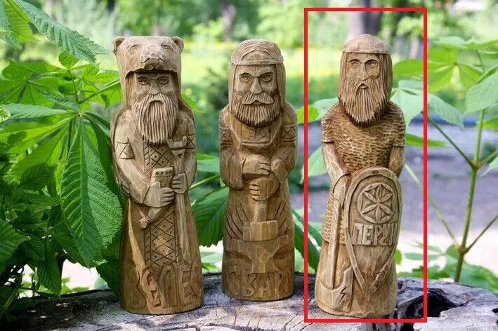 10" Perun Veles Svarog - Statue Slavic God Carved Figure Wood Handmade Exclusive