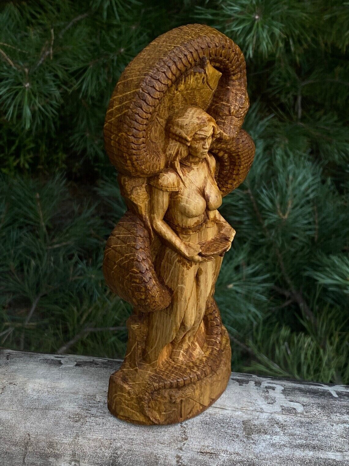 Sigun statue, viking Goddess, Wood statue, Pagan paganism God Altar sculpture