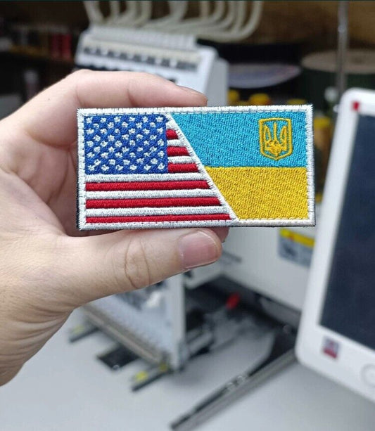 Ukraine Patch -Flag of America + Flag of Ukraine