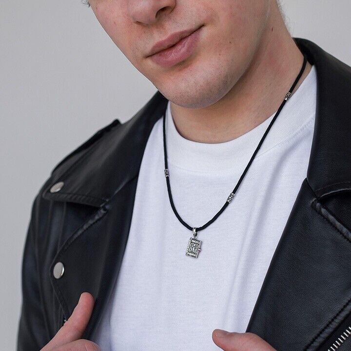 Silver 925 Pendant Молитва Водителя, Спаси и Сохрани Jewelry Necklace